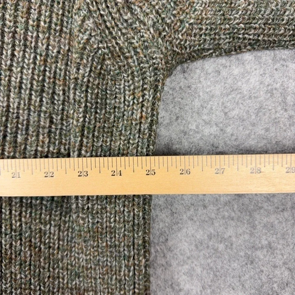 Barbour Sweater Mens XL Green Tyne Zip Neck 100% Pure Wool Heavy Knit Scotland